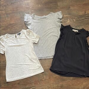 LOFT Women's Blouse Trio - White, Gray, Black